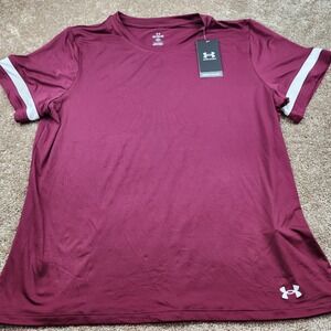 Under Armour Womens XL Burgundy Loose Fit Short Sleeve Athletic Shirt NWT